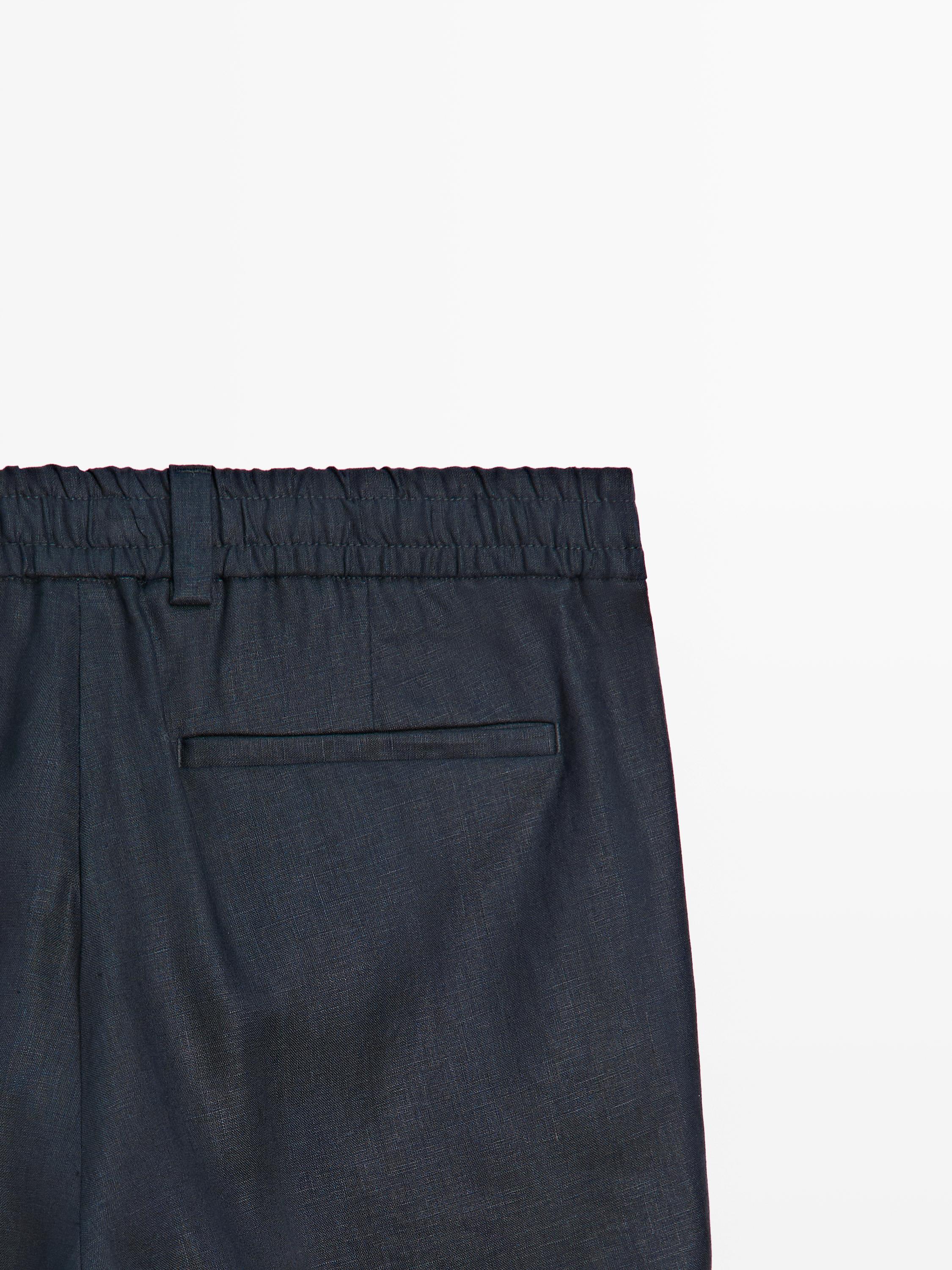 100% linen trousers with elasticated waist